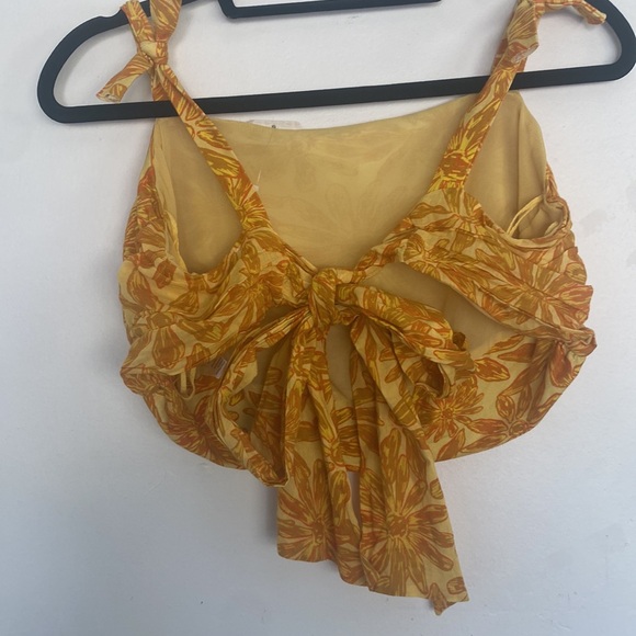 NWT-FREE PEOPLE All Tied Up Crop Tank in Yellow Combo, Sz M - Picture 9 of 11